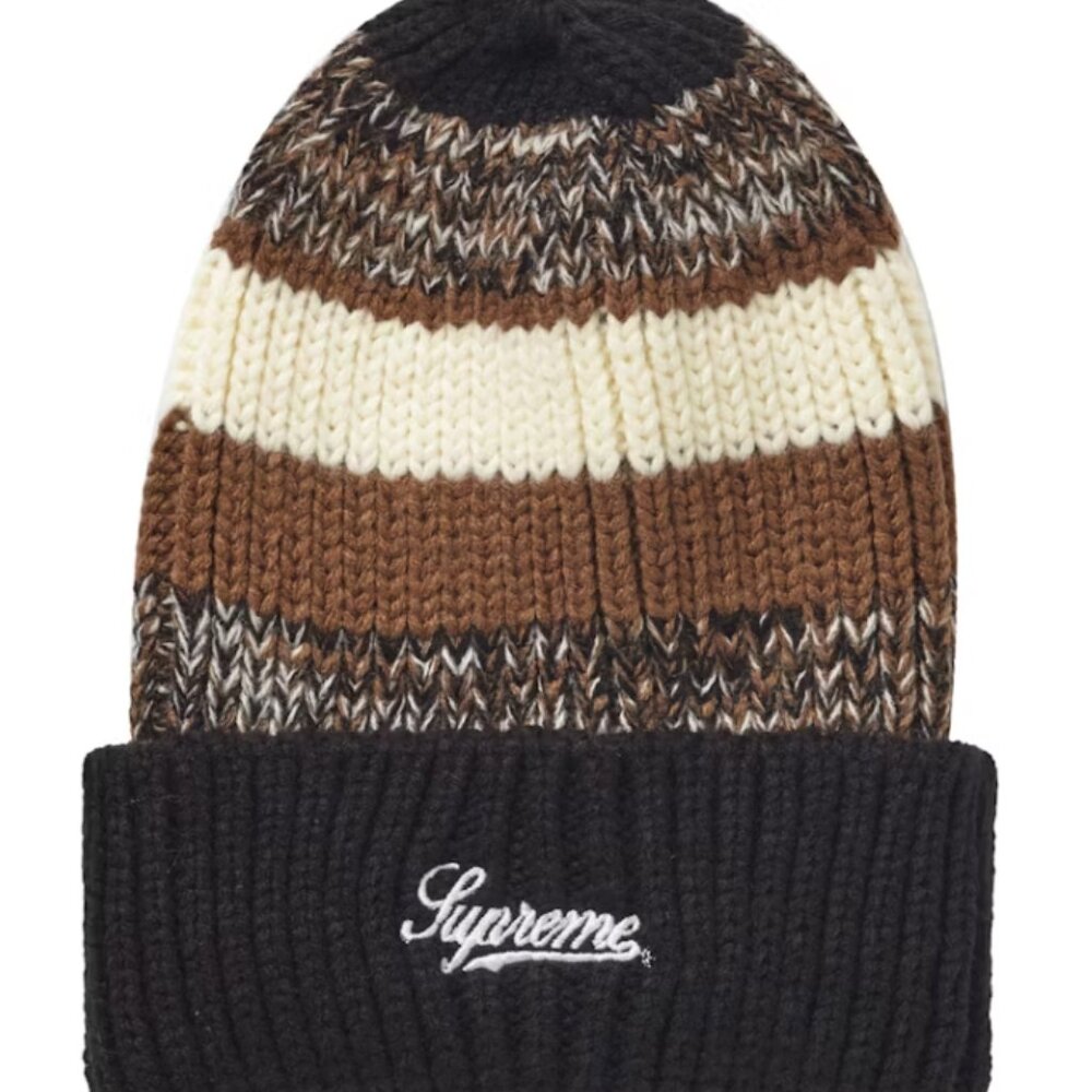 NWT Supreme Mixed Stripe Beanie - Black